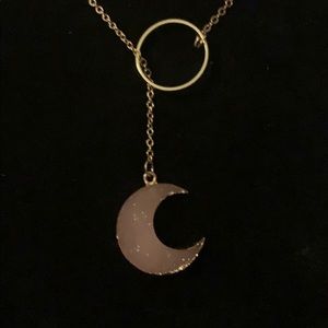 Lariat style moon necklace